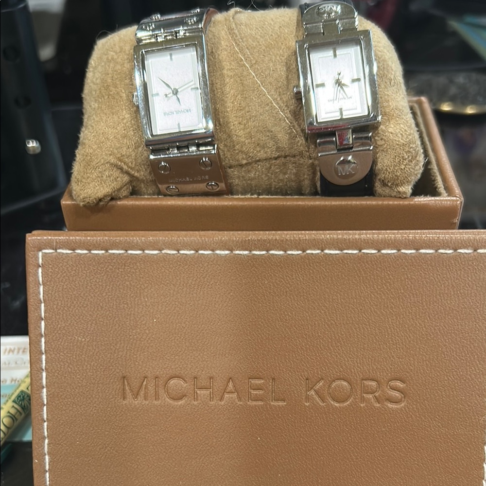 Michael Kors Silver Watches Set.  NIB